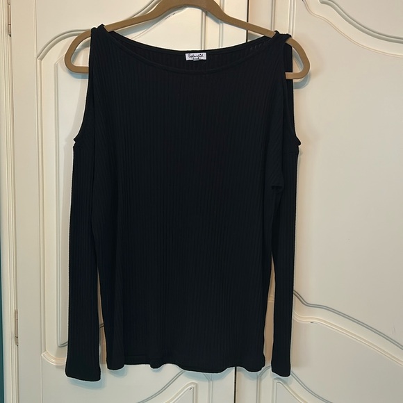 Splendid Black Cold Shoulder Shirt Women’s Large - Picture 1 of 5